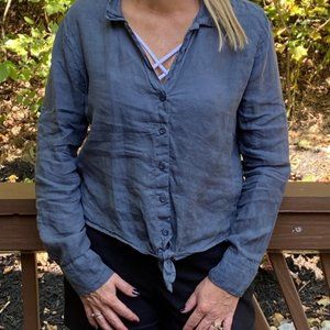 NWOT Anthro. Cloth & Stone Charcoal Linen Top